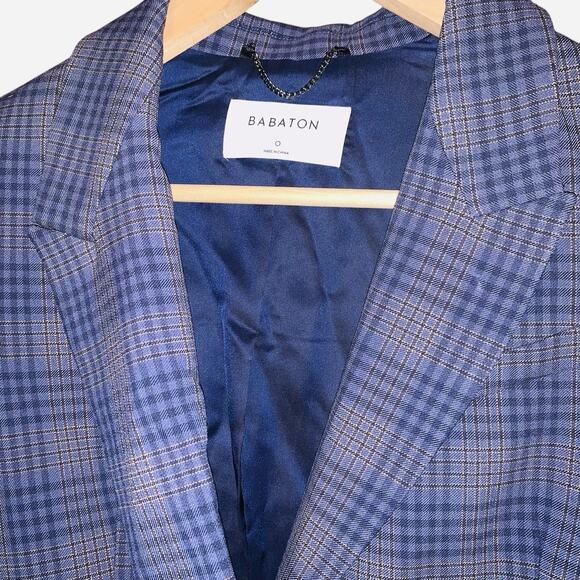 Aritzia Babaton Samuel blue gray double-breasted plaid blazer - Picture 6 of 10